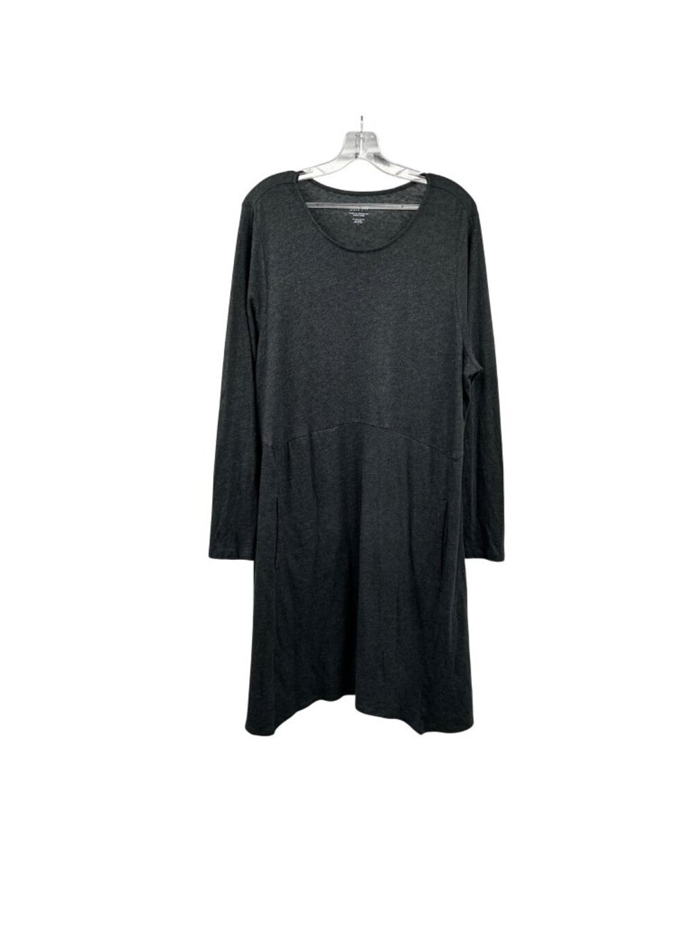 Pure Jill Womens Swing Dress Dipped Hem Long Sleeve Gray Size Large Pockets